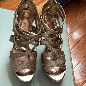 Forever 21 sparkling gold heels